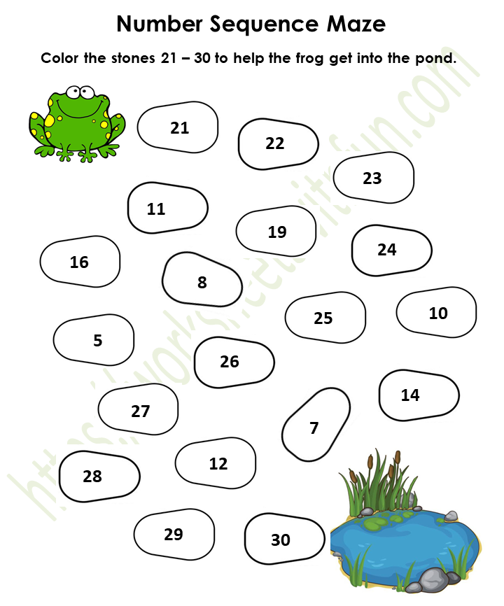 Mathematics Preschool Number Maze Worksheet 7